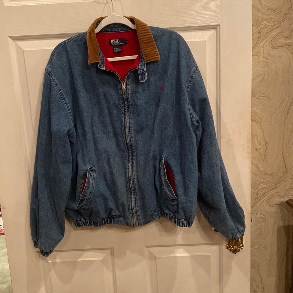 Ralph Lauren denim jacket red lining size large